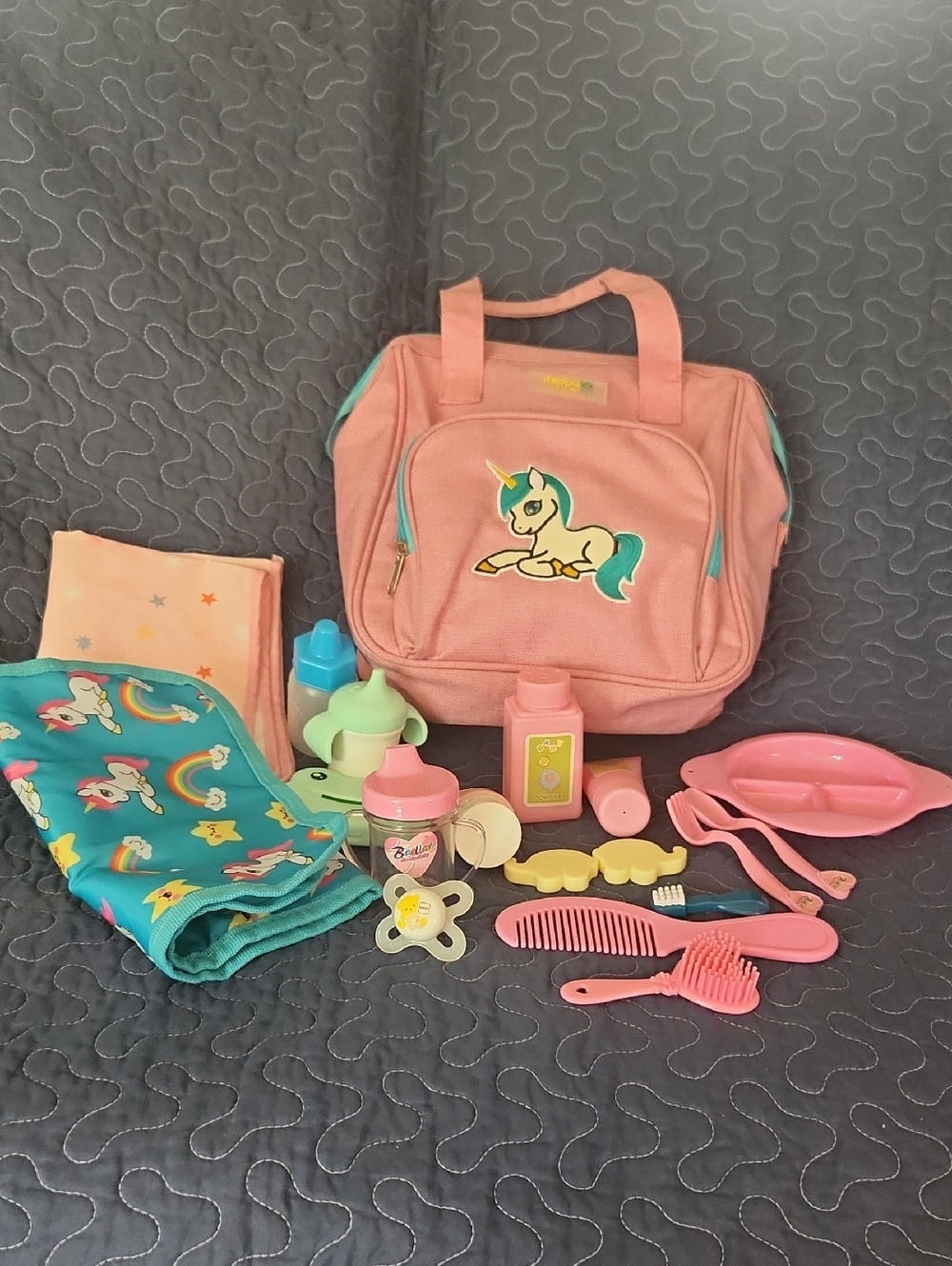 Happy VK Unicorn Doll Diaper Bag And Accessories